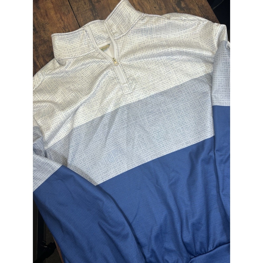 Big And Tall Men's 4XL Royaura  1/4 Zip Pullover Sweatshirt Blue Geometric